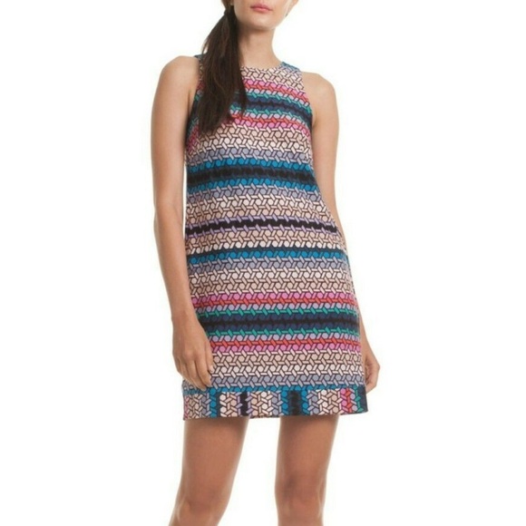 $248 NWT TRINA TURK Sz6 MACEE STAINED GLASS PRINT SLEEVELESS SHIFT DRESS MULTI - Picture 1 of 8